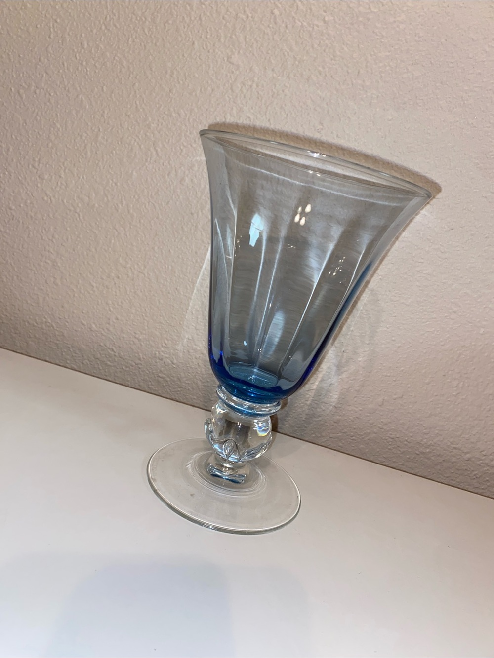 Charter Club Clear Glass Vase with Blue Accent